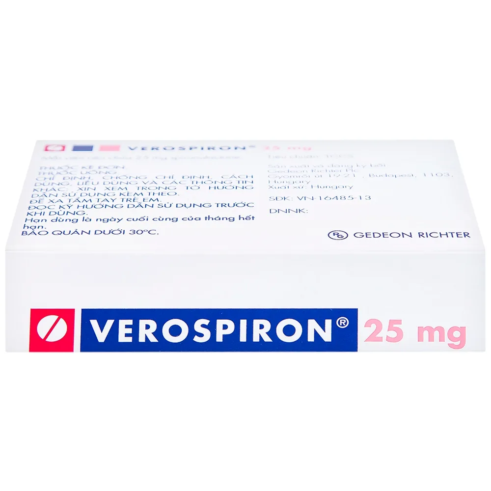 Hình ảnh Thuốc Verospiron 25mg Gedeon điều trị ngắn hạn phẫu thuật (1 vỉ x 20 viên)