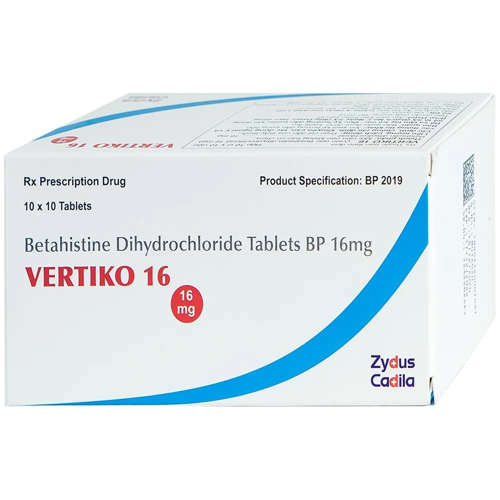 Hình ảnh Thuốc Vertiko 16 Cadila điều trị chóng mặt, suy giảm thính giác (10 vỉ x 10 viên)