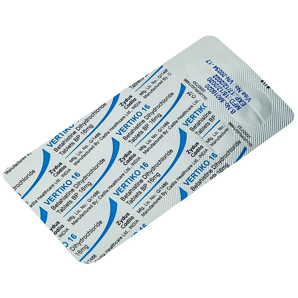 Hình ảnh Thuốc Vertiko 16 Cadila điều trị chóng mặt, suy giảm thính giác (10 vỉ x 10 viên)