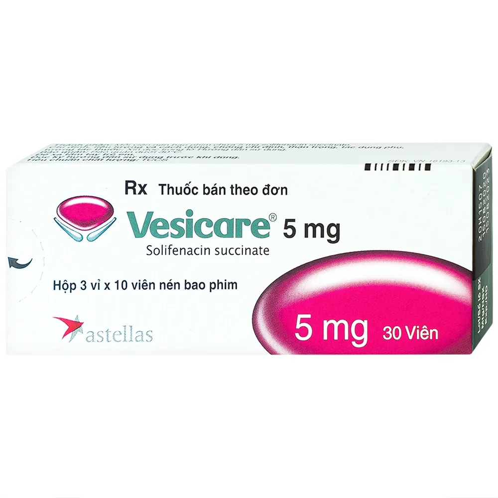 Hình ảnh Thuốc Vesicare 5mg Astellas điều trị triệu chứng tiểu không tự chủ (3 vỉ x 10 viên)
