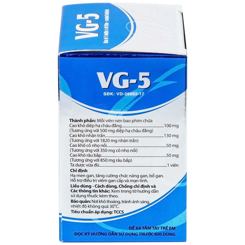 Hình ảnh Thuốc VG-5 Danapha điều trị hạ men gan, viêm gan (40 viên) 
