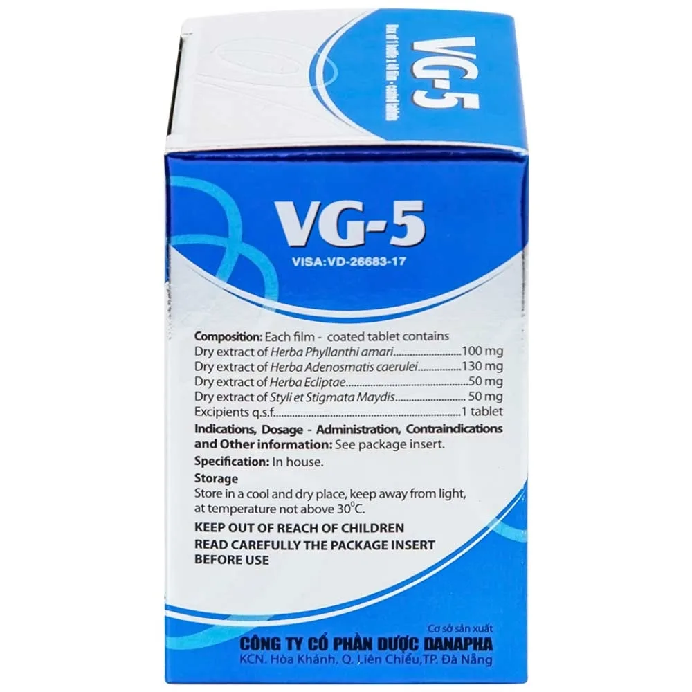 Hình ảnh Thuốc VG-5 Danapha điều trị hạ men gan, viêm gan (40 viên) 