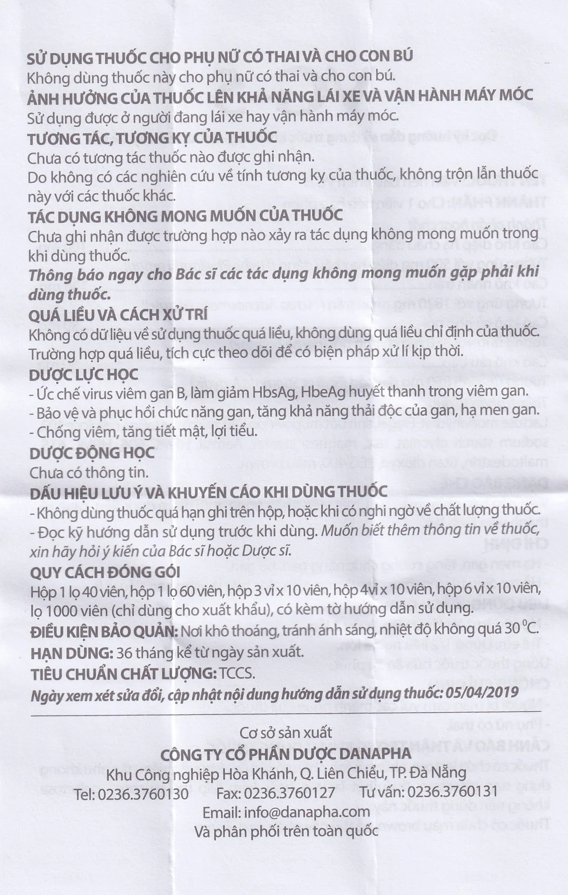 Hình ảnh Thuốc VG-5 Danapha điều trị hạ men gan, viêm gan (40 viên) 