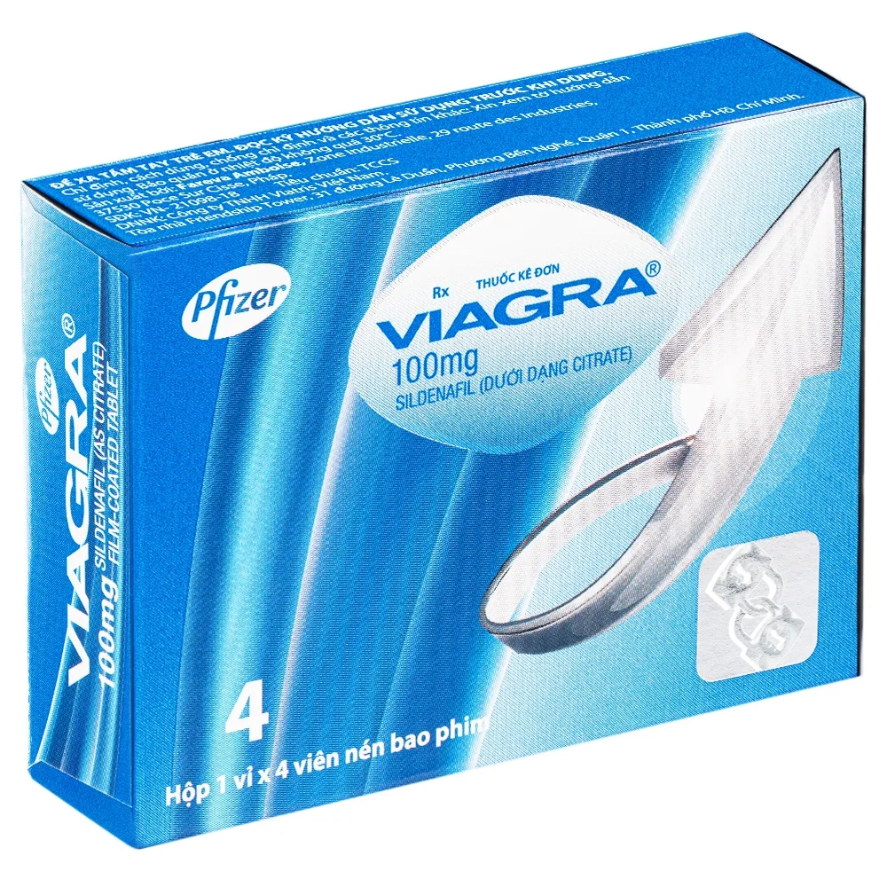 Hình ảnh Thuốc Viagra 100mg Viatris điều trị rối loạn cương dương (1 vỉ x 4 viên)