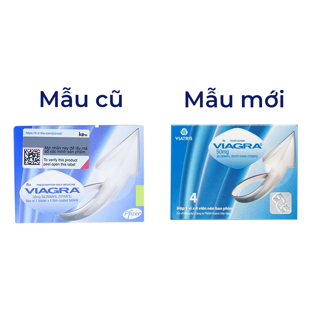 Hình ảnh Thuốc Viagra 50mg Viatris điều trị rối loạn cương dương (1 vỉ x 4 viên)