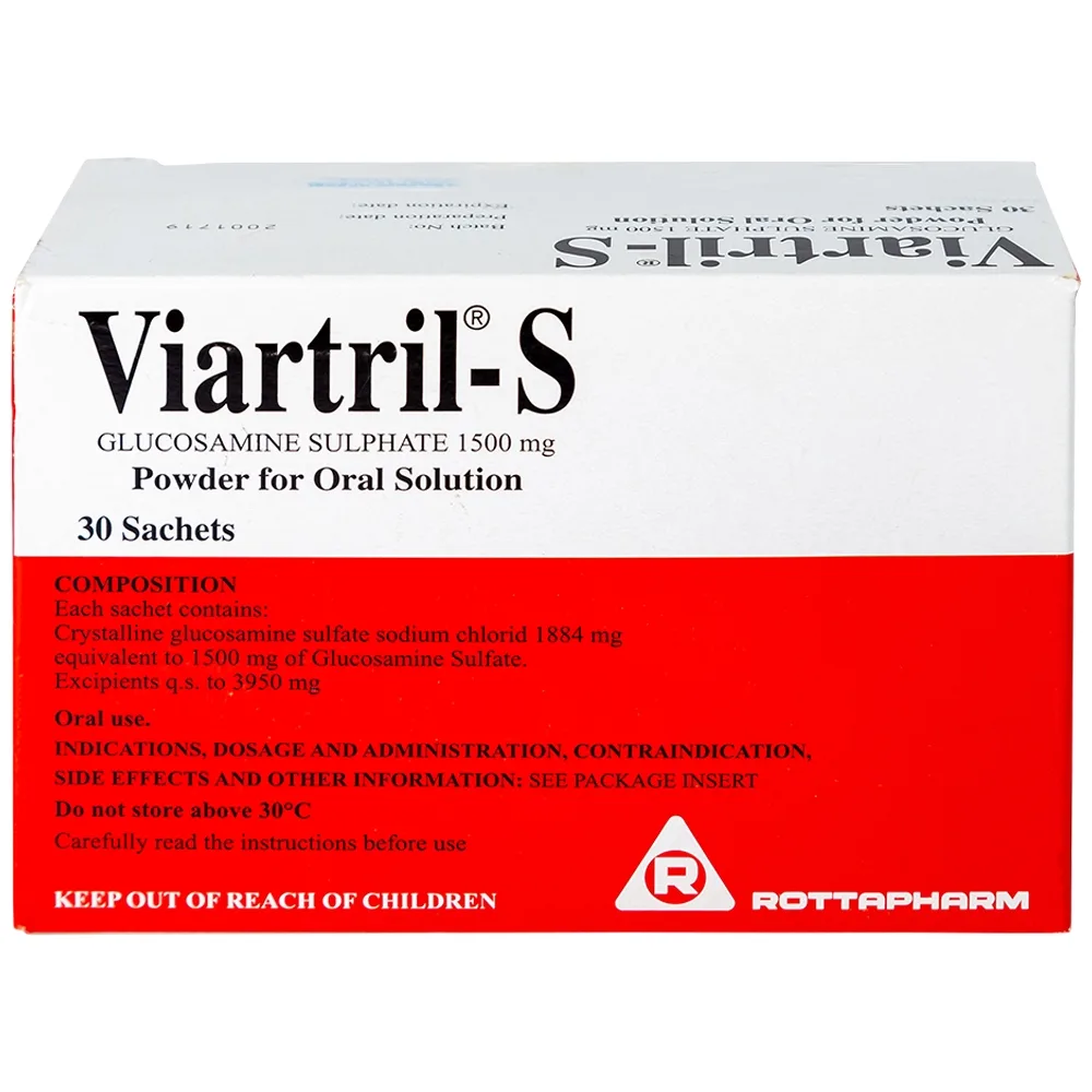 Hình ảnh Bột pha uống Viartril-S 1500mg Rottapharm giảm triệu chứng thoái hóa khớp nhẹ và trung bình (30 gói)