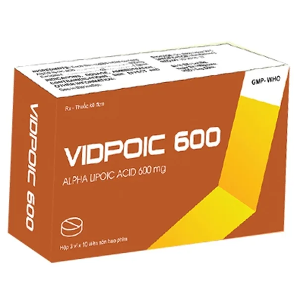 Hình ảnh Thuốc Vidpoic 600 điều trị rối loạn cảm giác do bệnh viêm đa dây thần kinh đái tháo đường (3 vỉ x 10 viên)