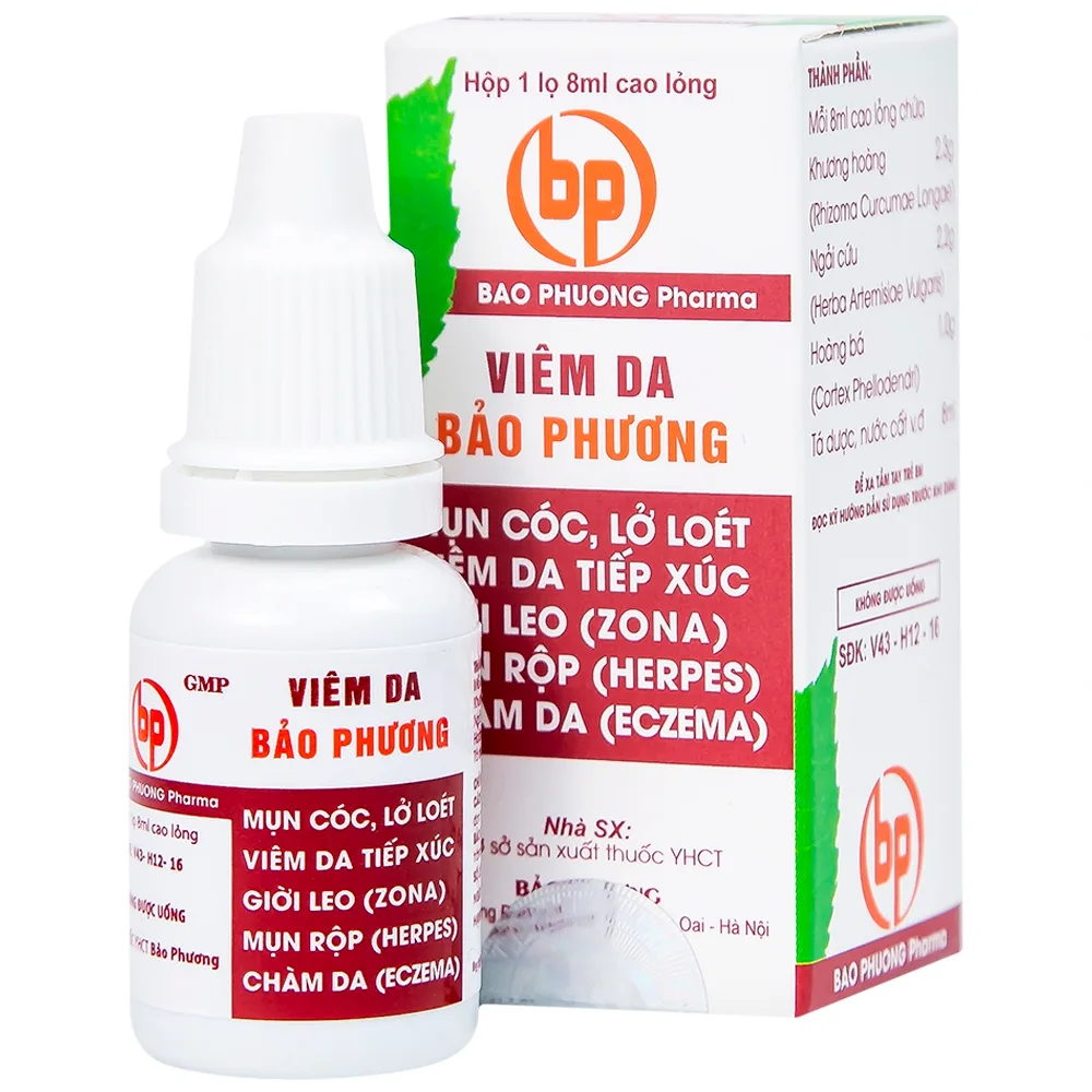 Hình ảnh Thuốc Viêm Da Bảo Phương điều trị mụn cóc, lở loét viêm da tiếp xúc giời leo (8ml)