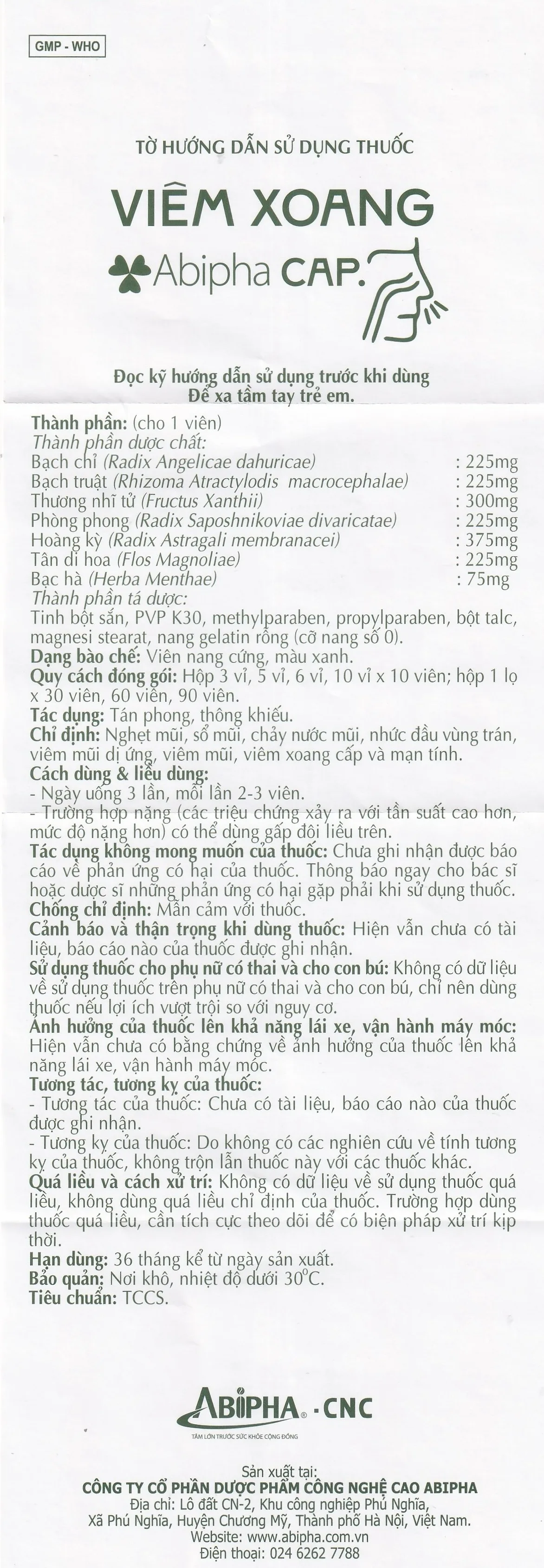 Hình ảnh Thuốc viêm xoang Abipha Cap điều trị viêm xoang, nghẹt mũi, sổ mũi, viêm mũi dị ứng (3 vỉ x 10 viên)
