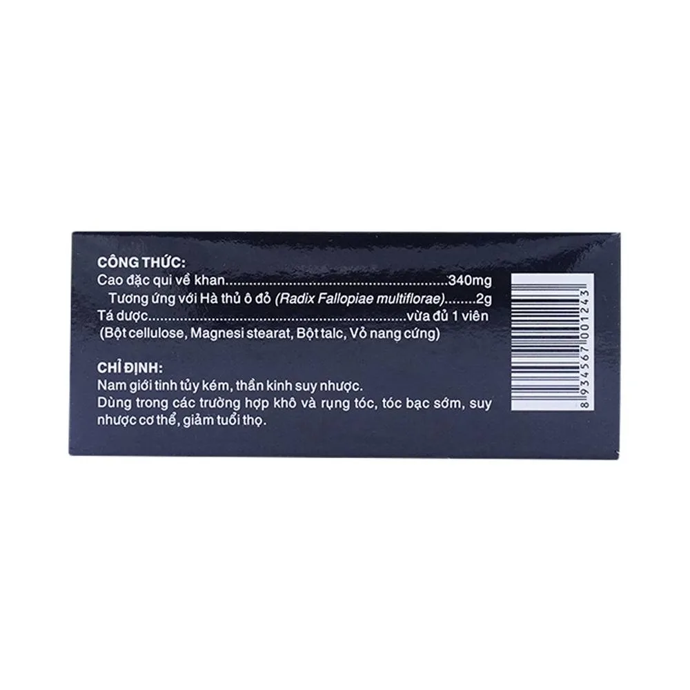 Hình ảnh Viên Hà Thủ Ô Extracap OPC điều trị nam giới tinh tủy kém, thần kinh suy nhược (5 vỉ x 10 viên)