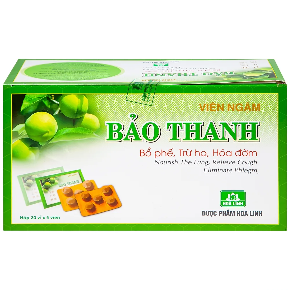 Hình ảnh Viên ngậm Bảo Thanh Hoa Linh bổ phế, trừ ho, hoá đờm (20 vỉ x 5 viên)