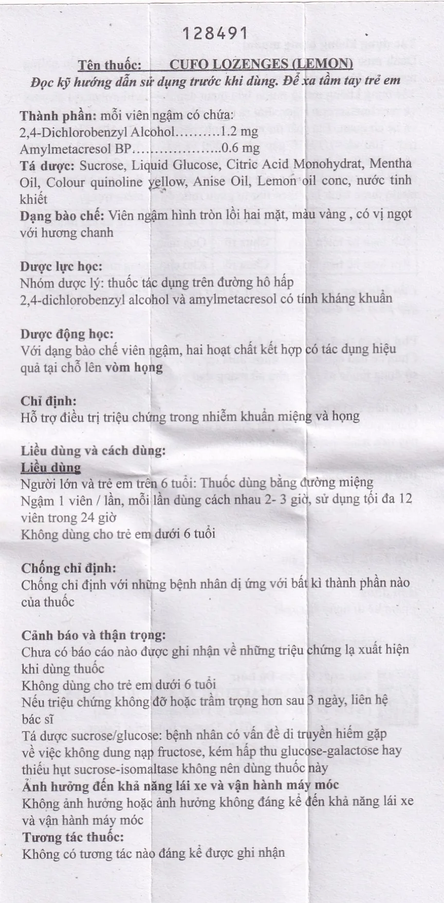 Hình ảnh Viên ngậm Cufo vị chanh hỗ trợ điều trị triệu chứng trong nhiễm khuẩn miệng và họng (2 vỉ x 12 viên)