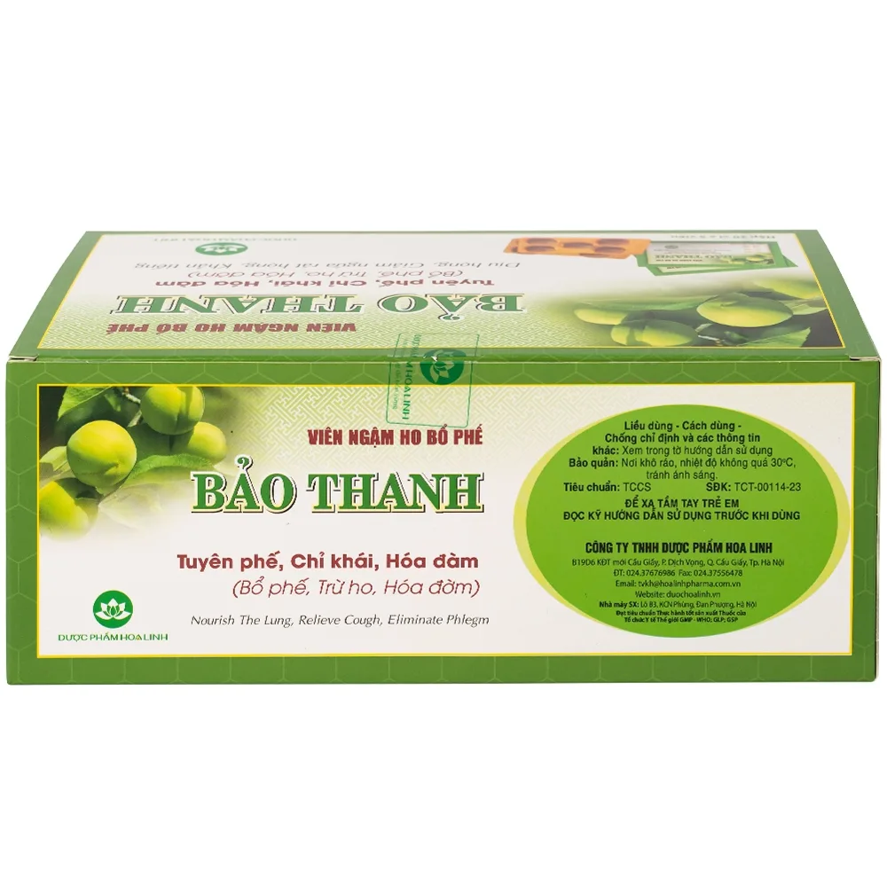 Hình ảnh Viên ngậm ho bổ phế Bảo Thanh trừ ho, hoá đờm (20 vỉ x 5 viên)