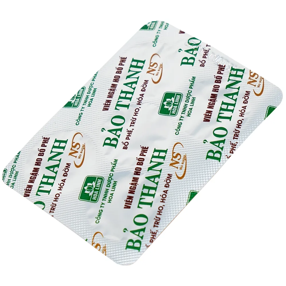 Hình ảnh Viên ngậm ho bổ phế Bảo Thanh không đường dùng giảm các chứng ho do cảm lạnh, nhiễm lạnh (20 vỉ x 5 viên)