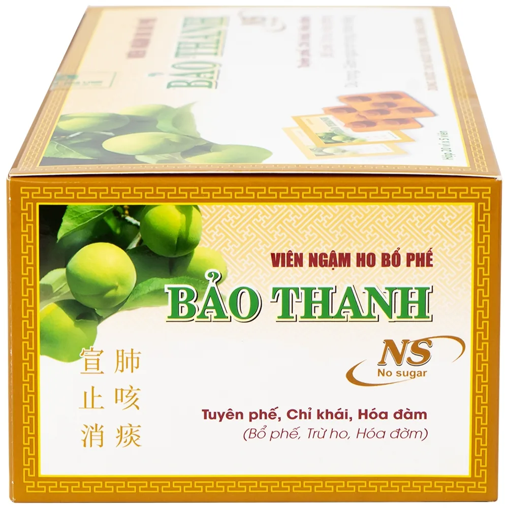 Hình ảnh Viên ngậm ho bổ phế Bảo Thanh không đường dùng giảm các chứng ho do cảm lạnh, nhiễm lạnh (20 vỉ x 5 viên)