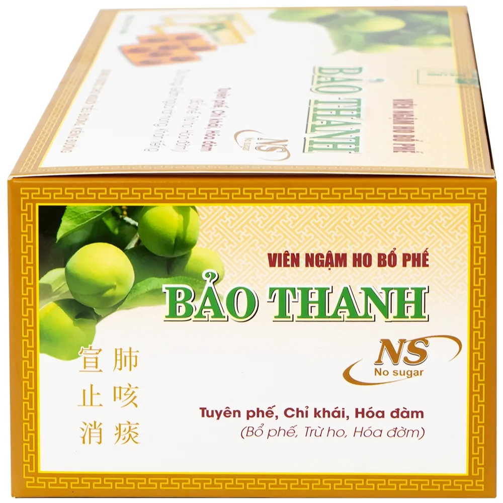 Hình ảnh Viên ngậm ho bổ phế Bảo Thanh không đường dùng giảm các chứng ho do cảm lạnh, nhiễm lạnh (20 vỉ x 5 viên)