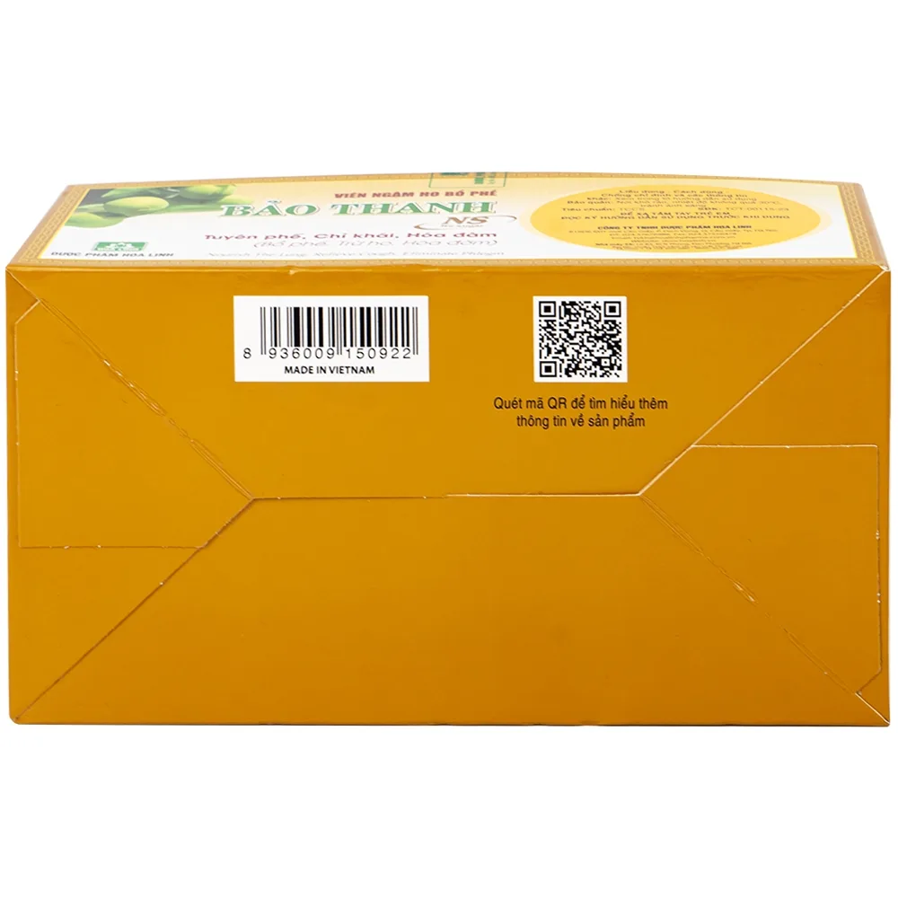 Hình ảnh Viên ngậm ho bổ phế Bảo Thanh không đường dùng giảm các chứng ho do cảm lạnh, nhiễm lạnh (20 vỉ x 5 viên)