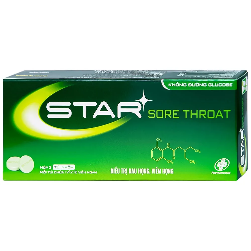 Hình ảnh Viên ngậm Star Sore Throat OPV không đường điều trị đau họng, viêm họng (2 vỉ x 12 viên)