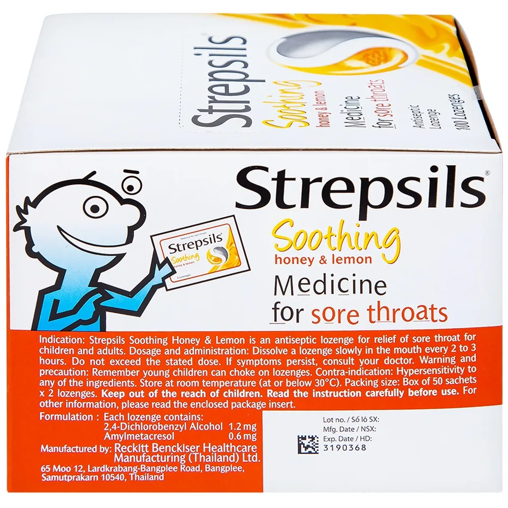 Hình ảnh Viên ngậm Strepsils Soothing mật ong & chanh giảm đau họng (50 gói x 2 viên)