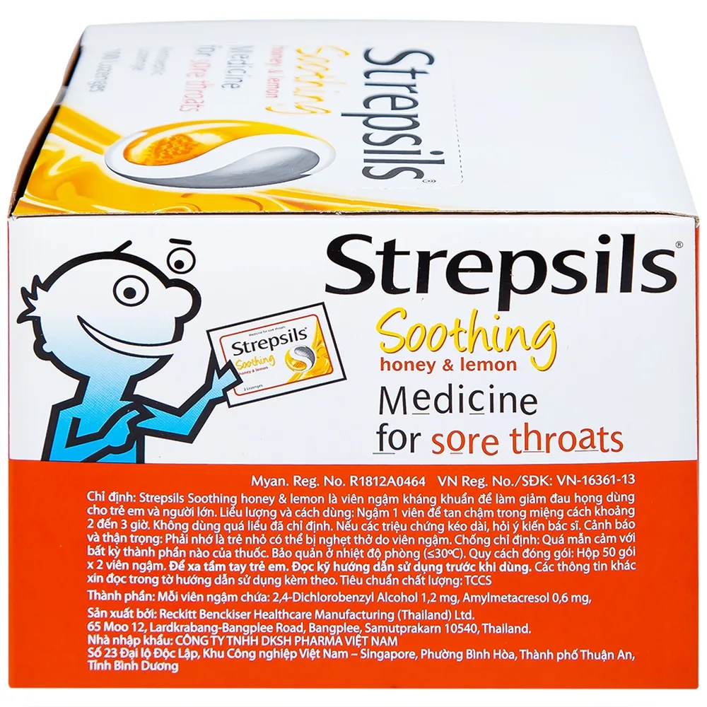 Hình ảnh Viên ngậm Strepsils Soothing mật ong & chanh giảm đau họng (50 gói x 2 viên)