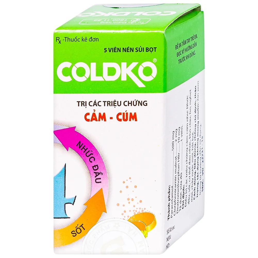 Hình ảnh Viên sủi Coldko Nam Hà điều trị triệu chứng cảm cúm (5 viên)