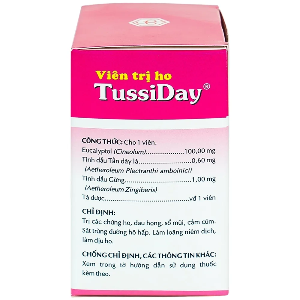 Hình ảnh Viên trị ho Tussiday OPC điều trị các chứng ho, đau họng, sổ mũi (10 vỉ x 10 viên)