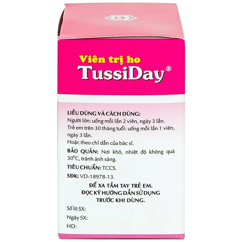 Hình ảnh Viên trị ho Tussiday OPC điều trị các chứng ho, đau họng, sổ mũi (10 vỉ x 10 viên)