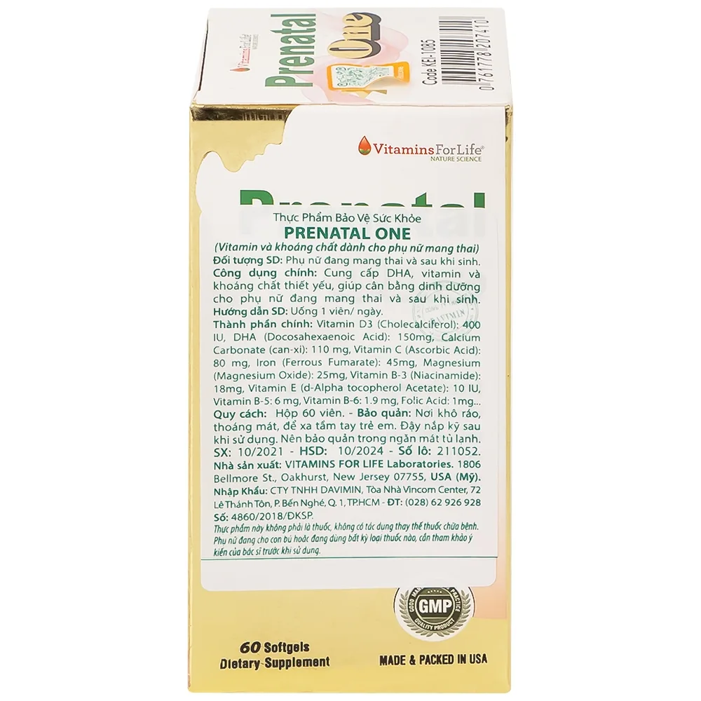 Hình ảnh Thực phẩm bảo vệ sức khỏe Prenatal One Vitamins For Life cung cấp DHA, vitamin và khoáng chất 