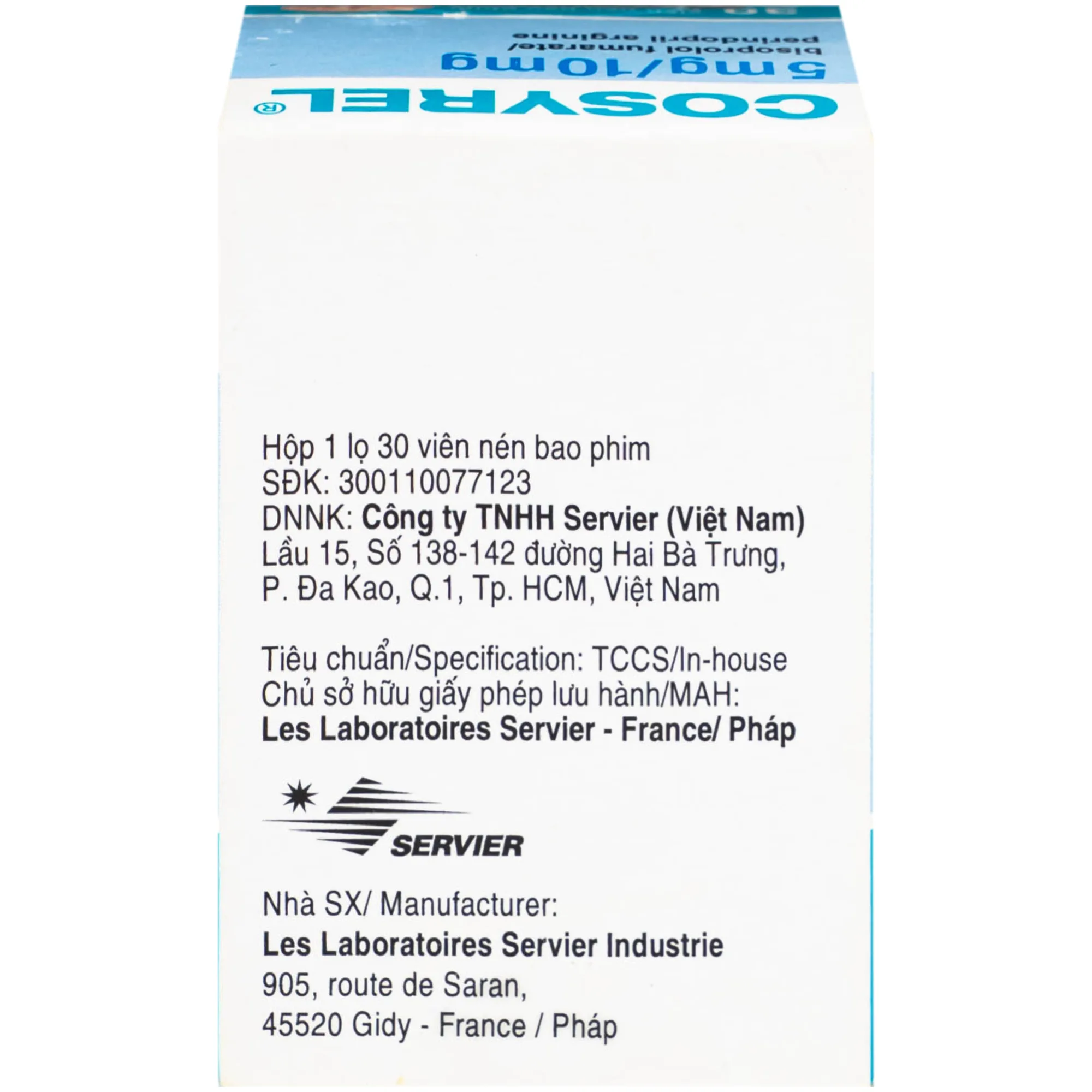 Hình ảnh Thuốc Cosyrel 5mg/10mg điều trị tăng huyết áp (hộp 30 viên)