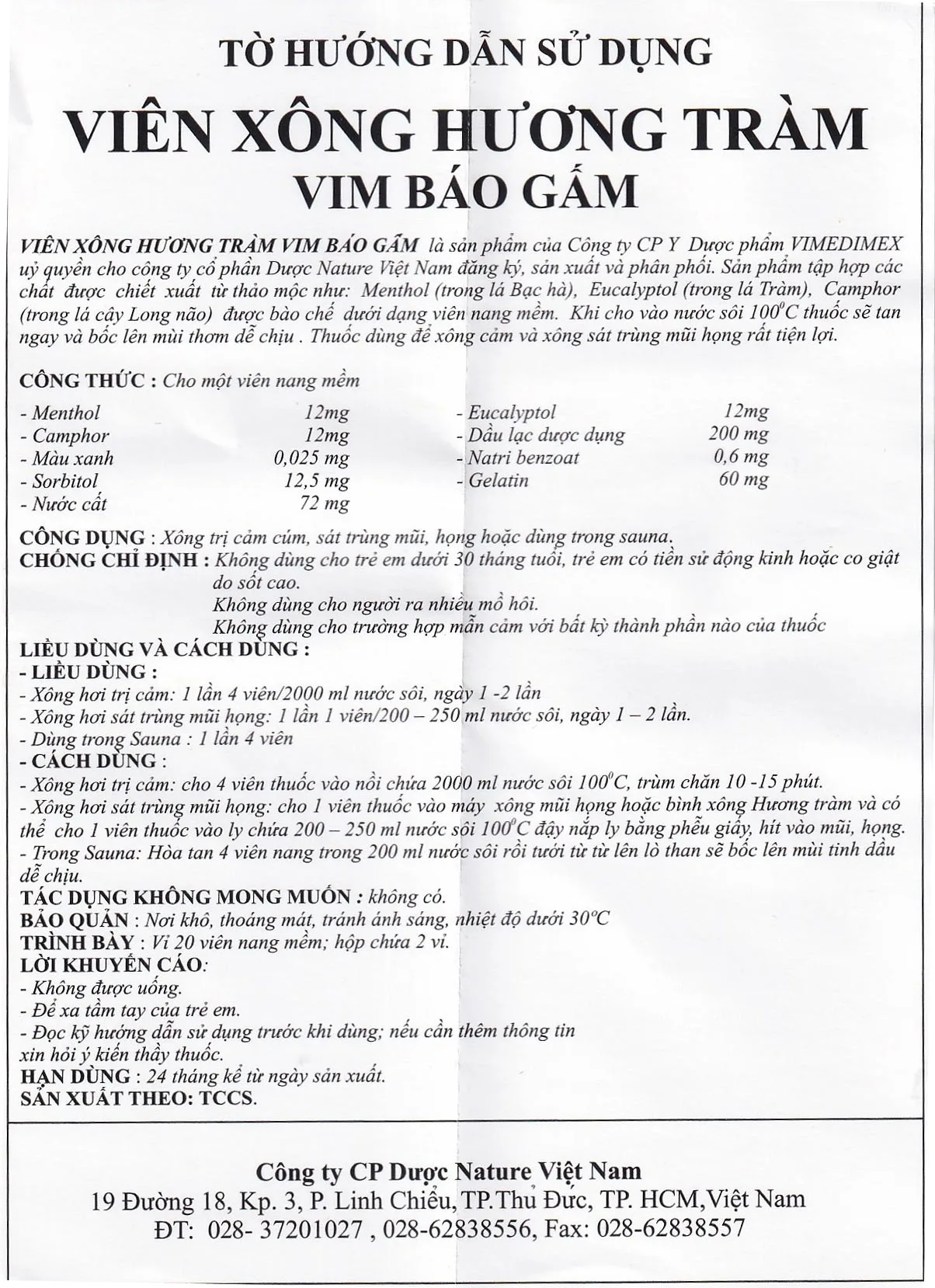 Hình ảnh Viên Xông Hương Tràm Vim Báo Gấm điều trị cảm cúm, sát trùng mũi (2 vỉ x 20 viên) 