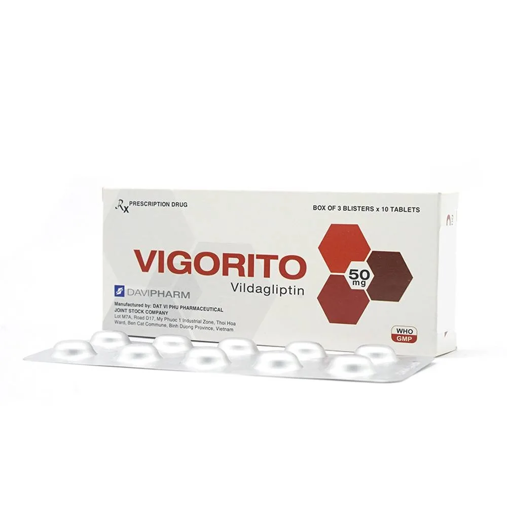 Hình ảnh Thuốc Vigorito Davipharm kiểm soát đường huyết ở bệnh đái tháo đường típ 2 (3 vỉ x 10 viên)