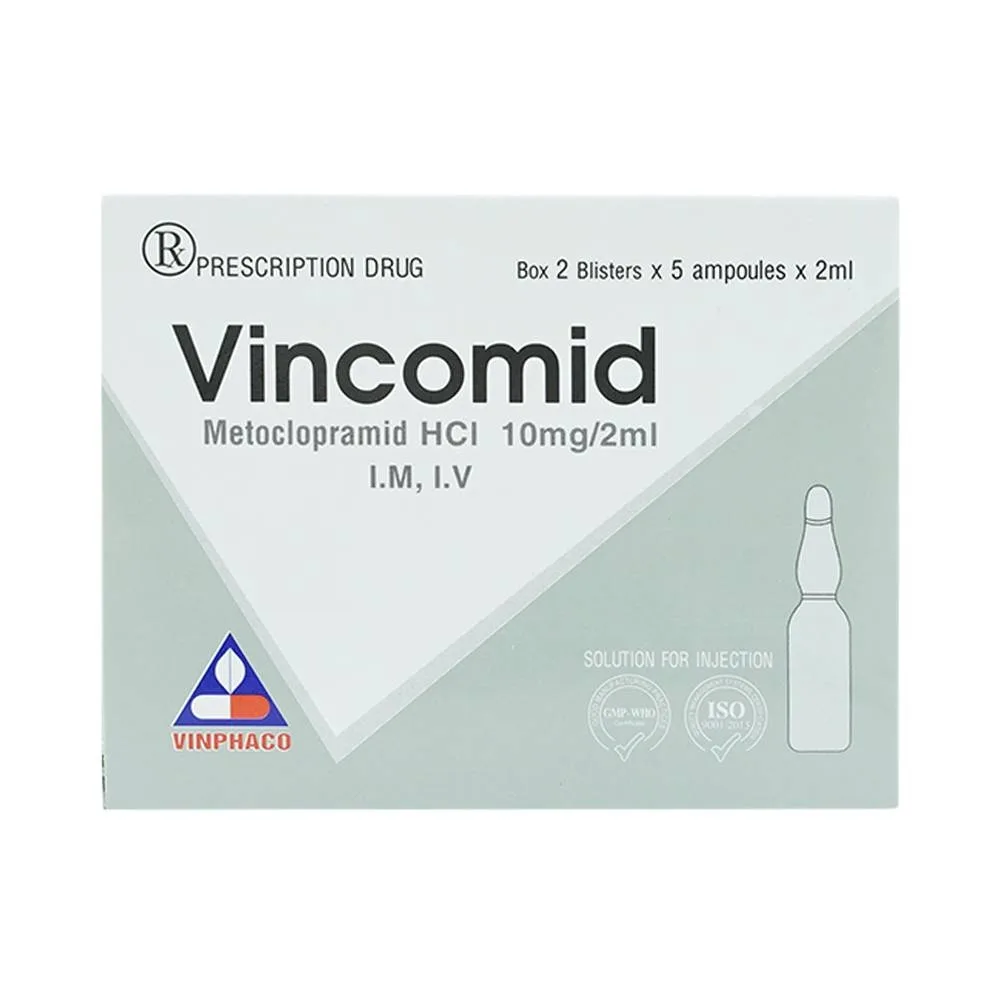 Hình ảnh Thuốc tiêm Vincomid 10mg/2ml Vinphaco dự phòng nôn và buồn nôn hậu phẫu, do xạ trị (2 vỉ x 5 ống x 2ml)