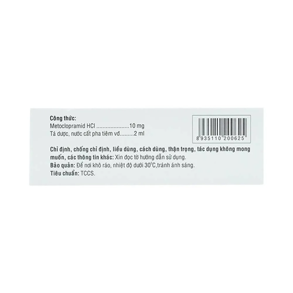 Hình ảnh Thuốc tiêm Vincomid 10mg/2ml Vinphaco dự phòng nôn và buồn nôn hậu phẫu, do xạ trị (2 vỉ x 5 ống x 2ml)