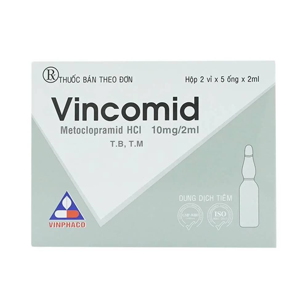 Hình ảnh Thuốc tiêm Vincomid 10mg/2ml Vinphaco dự phòng nôn và buồn nôn hậu phẫu, do xạ trị (2 vỉ x 5 ống x 2ml)