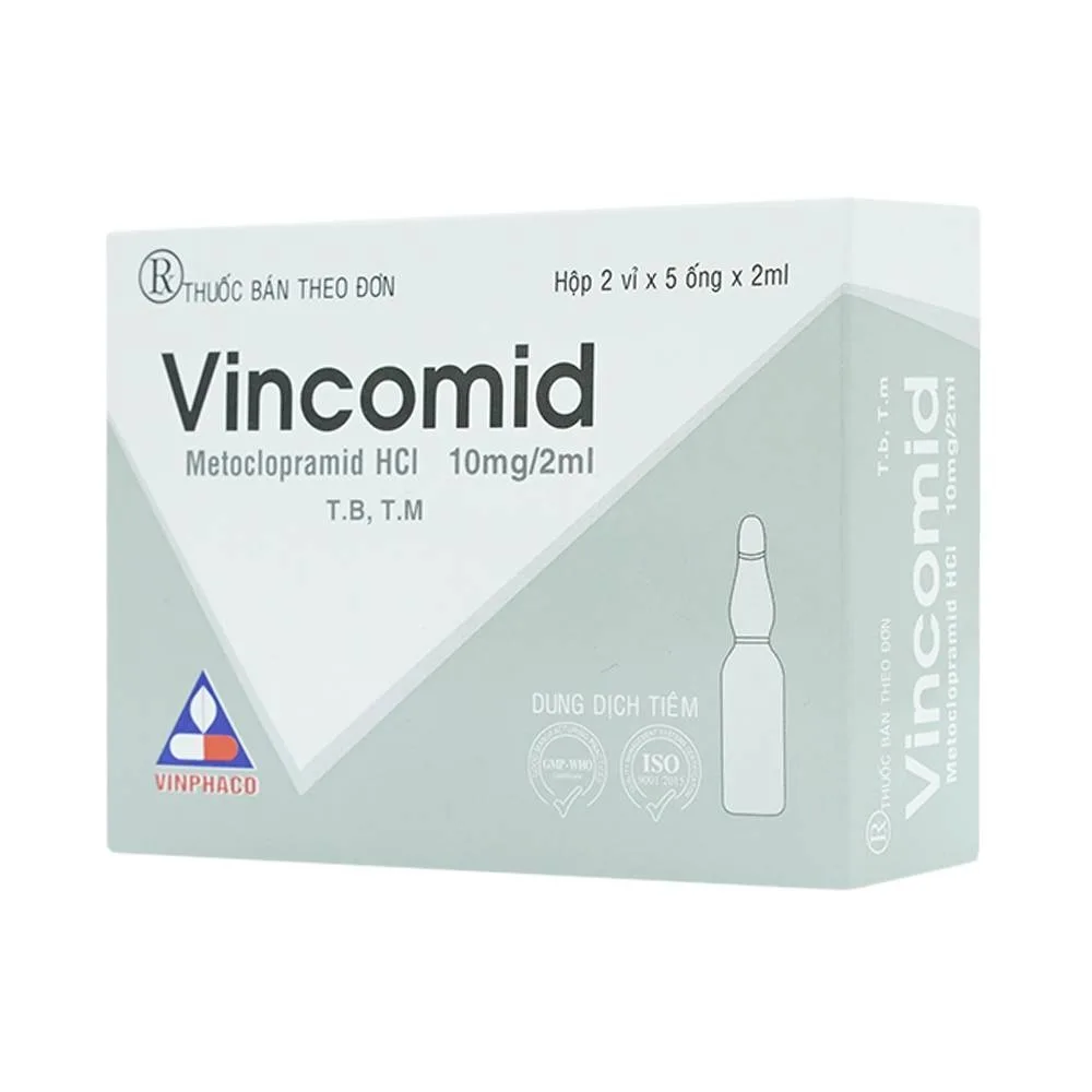 Hình ảnh Thuốc tiêm Vincomid 10mg/2ml Vinphaco dự phòng nôn và buồn nôn hậu phẫu, do xạ trị (2 vỉ x 5 ống x 2ml)