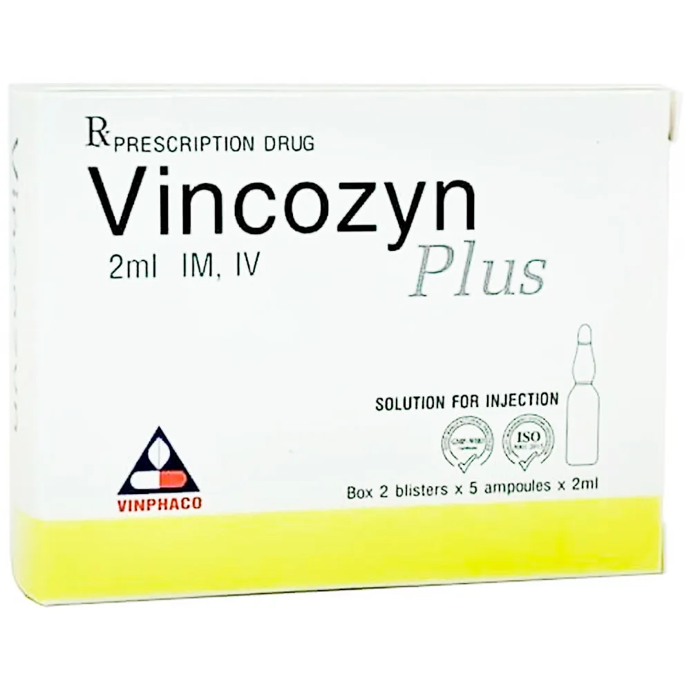 Hình ảnh Dung dịch tiêm Vincozyn Plus 2ml Vinphaco phòng ngừa và điều trị các bệnh thiếu vitamin nhóm B (1 vỉ x 10 ống)