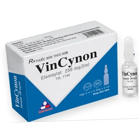 Hình ảnh Thuốc tiêm Vincynon 250mg/2ml Vinphaco điều trị ngắn hạn mất máu trong chứng đa kinh (2 vỉ x 5 ống x 2ml/ống) 