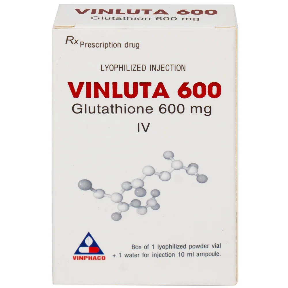 Hình ảnh Thuốc tiêm Vinluta 600 Vinphaco giảm độc tính của xạ trị và hóa chất điều trị ung thư (1 lọ bột + 1 ống nước cất tiêm 10ml)
