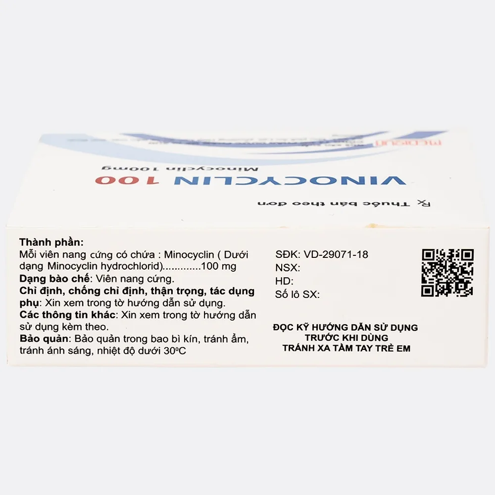 Hình ảnh Thuốc Vinocyclin 100 Medisun điều trị mụn trứng cá, nhiễm trùng đường hô hấp (3 vỉ x 10 viên)