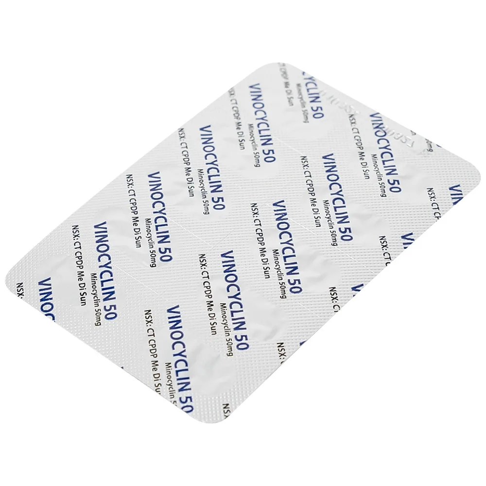 Hình ảnh Thuốc Vinocyclin 50 Medisun điều trị mụn trứng cá, nhiễm trùng đường hô hấp (3 vỉ x 10 viên)