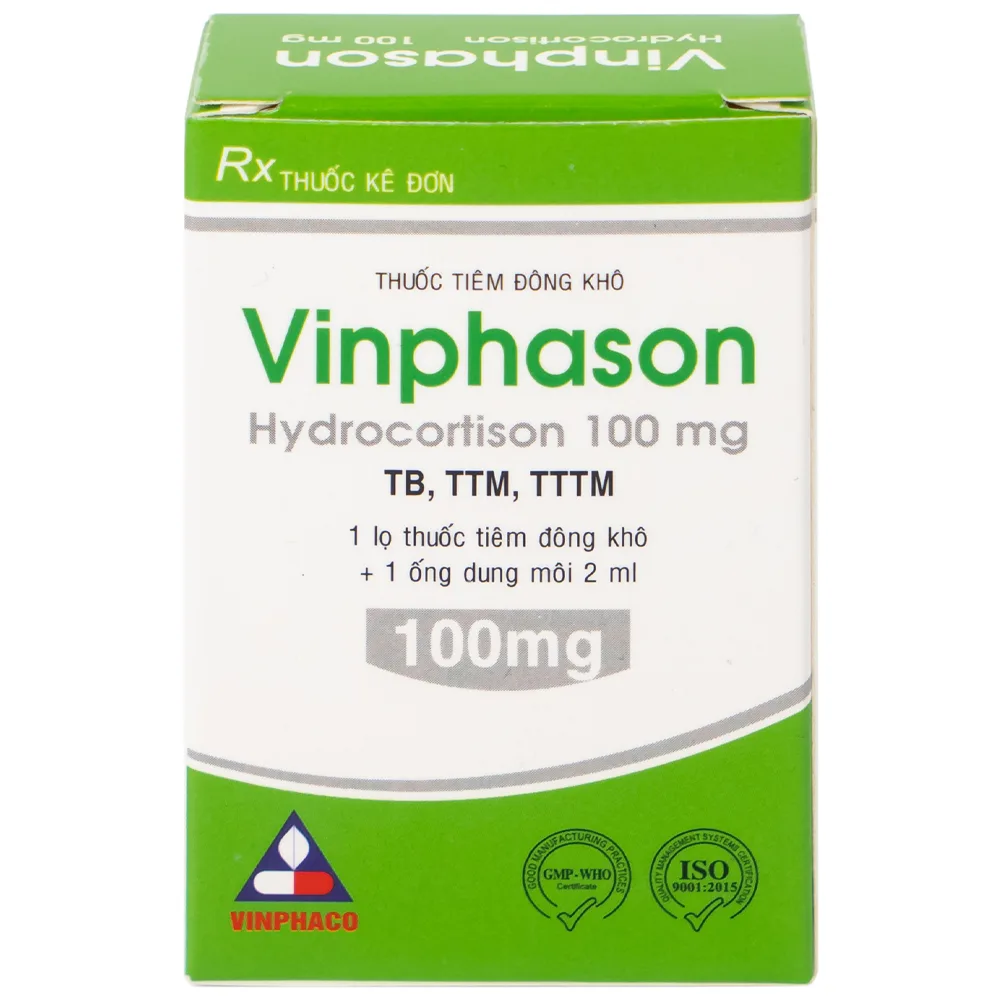 Hình ảnh Thuốc tiêm Vinphason 100mg Vinphaco điều trị lupus ban đỏ hệ thống, hồng ban đa dạng nặng (1 lọ + 1 ống)