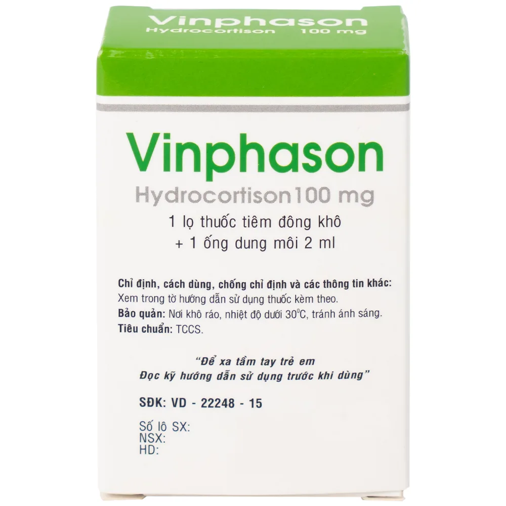 Hình ảnh Thuốc tiêm Vinphason 100mg Vinphaco điều trị lupus ban đỏ hệ thống, hồng ban đa dạng nặng (1 lọ + 1 ống)