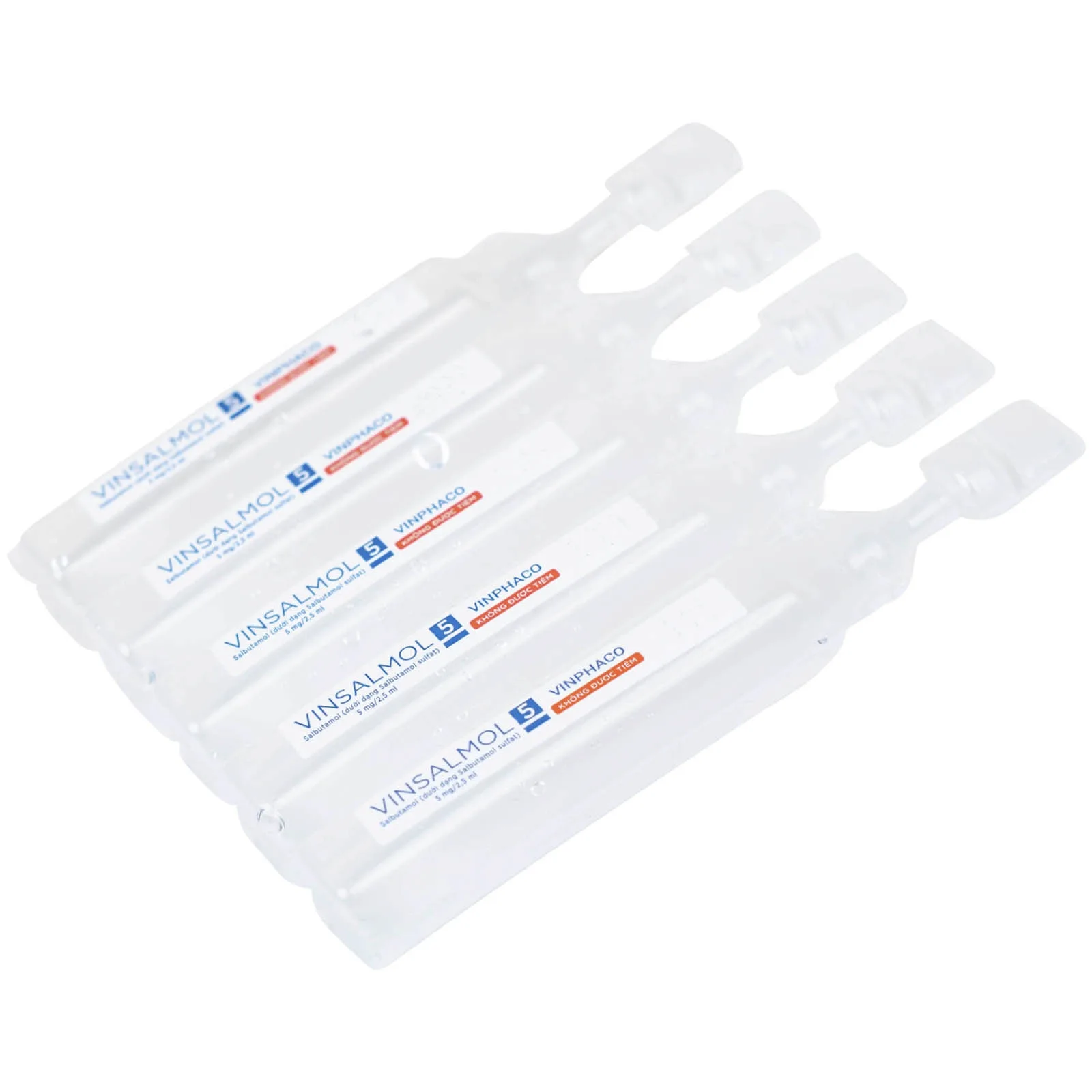 Hình ảnh Dung dịch khí dung Vinsalmol 5mg/2.5ml Vinphaco trị triệu chứng hen cấp tính, đợt kịch phát hen (2 vỉ x 5 ống)