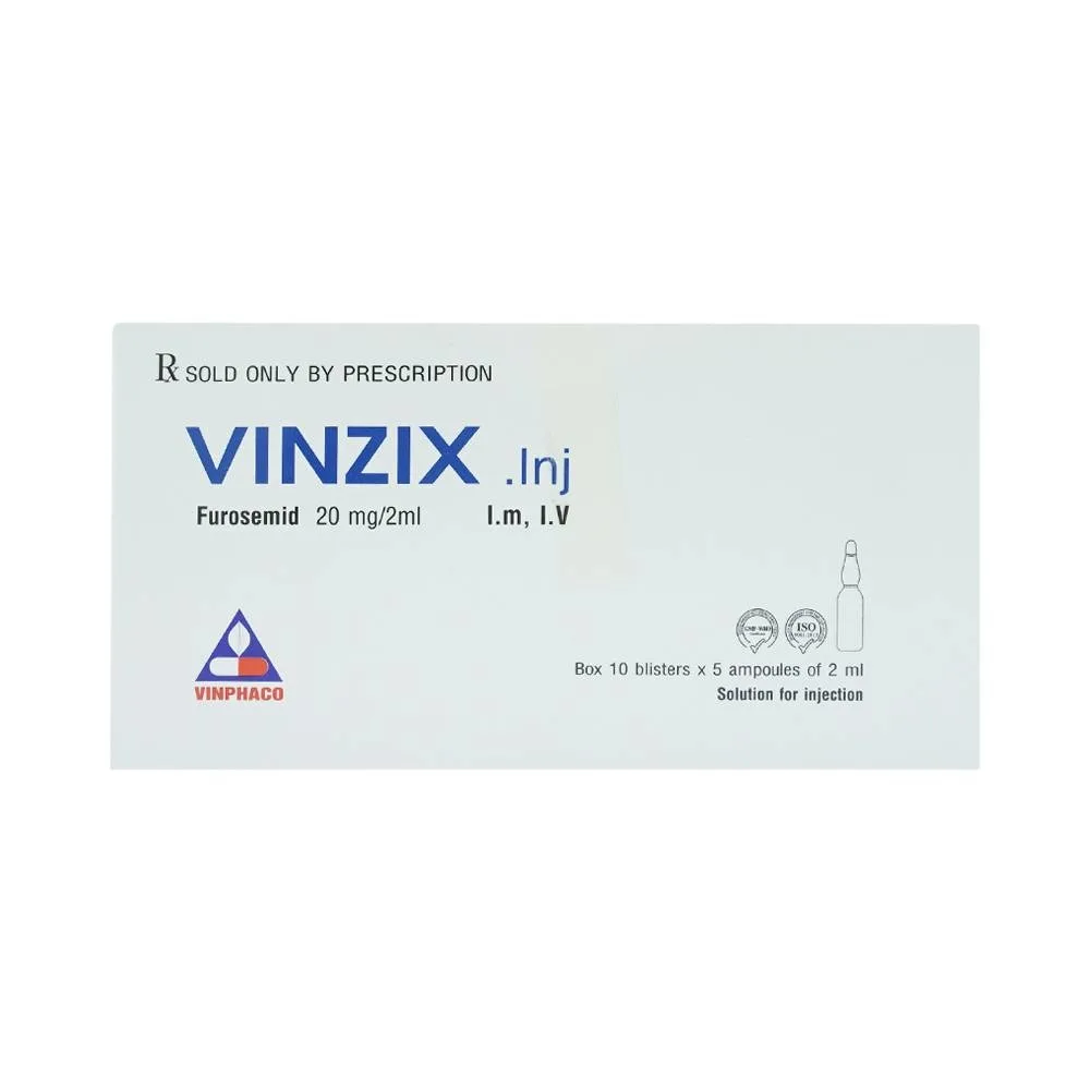 Hình ảnh Dung dịch Vinzix 20mg/2ml Vinphaco điều trị phù trong suy tim sung huyết (10 vỉ x 5 ống x 2ml)