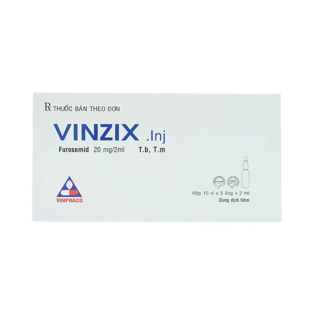 Hình ảnh Dung dịch Vinzix 20mg/2ml Vinphaco điều trị phù trong suy tim sung huyết (10 vỉ x 5 ống x 2ml)