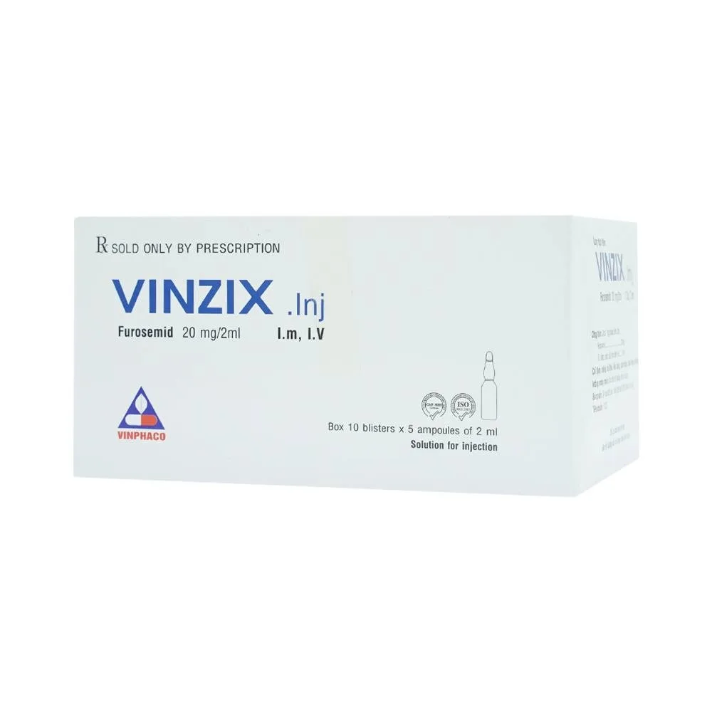 Hình ảnh Dung dịch Vinzix 20mg/2ml Vinphaco điều trị phù trong suy tim sung huyết (10 vỉ x 5 ống x 2ml)