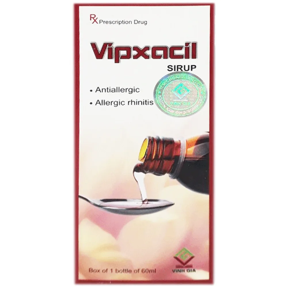 Hình ảnh Thuốc Vipxacil Hà Tây điều trị triệu chứng của viêm mũi dị ứng, viêm phế quản dị ứng, viêm da dị ứng (60ml)