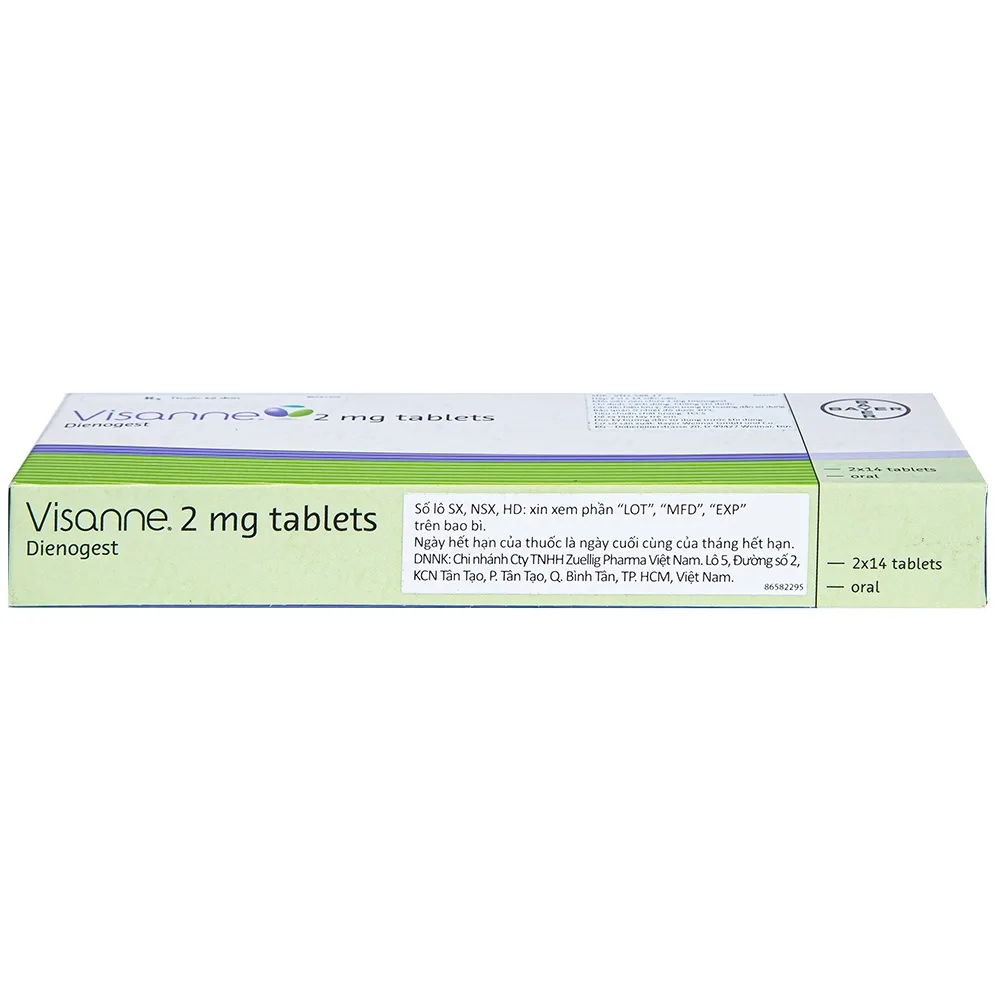Hình ảnh Thuốc Visanne 2mg Bayer hỗ trợ điều trị lạc nội mạc tử cung (2 vỉ x 14 viên)