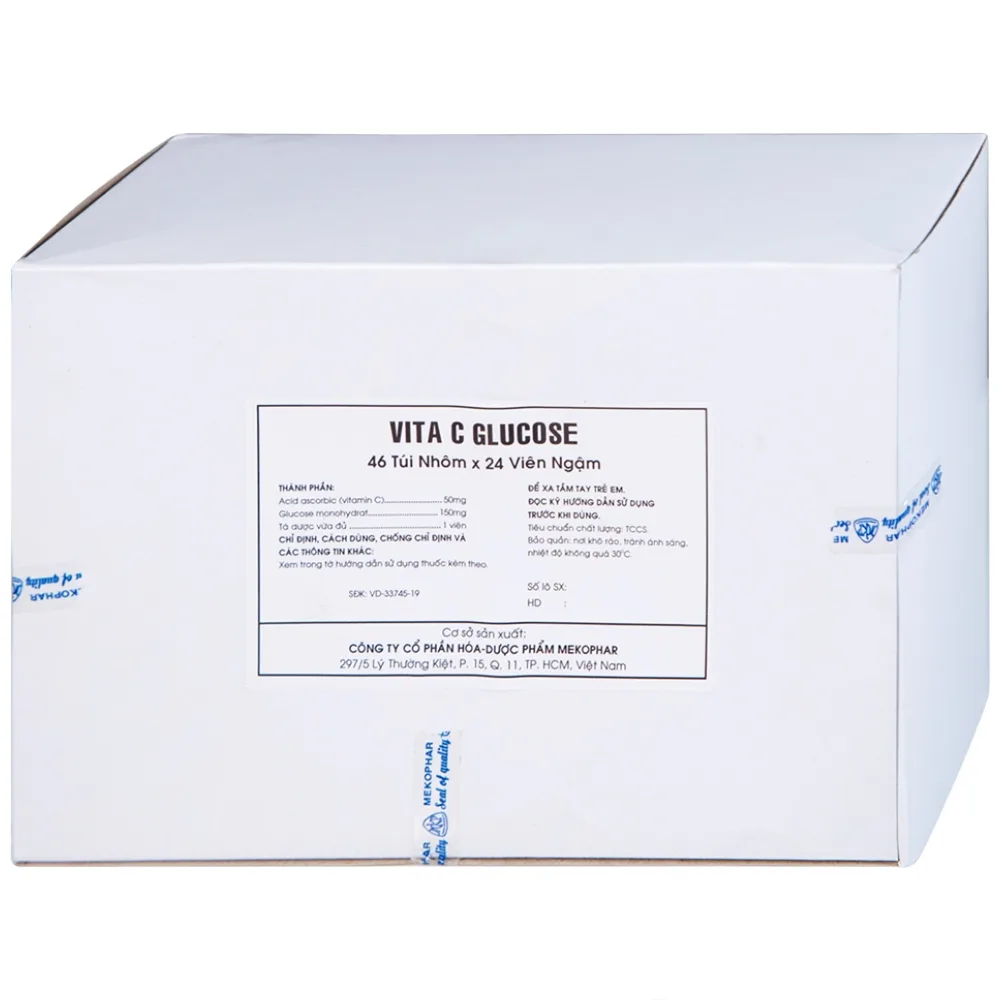 Hình ảnh Viên ngậm Vita C Glucose Mekophar bổ sung Vitamin C (46 túi nhôm x 24 viên)