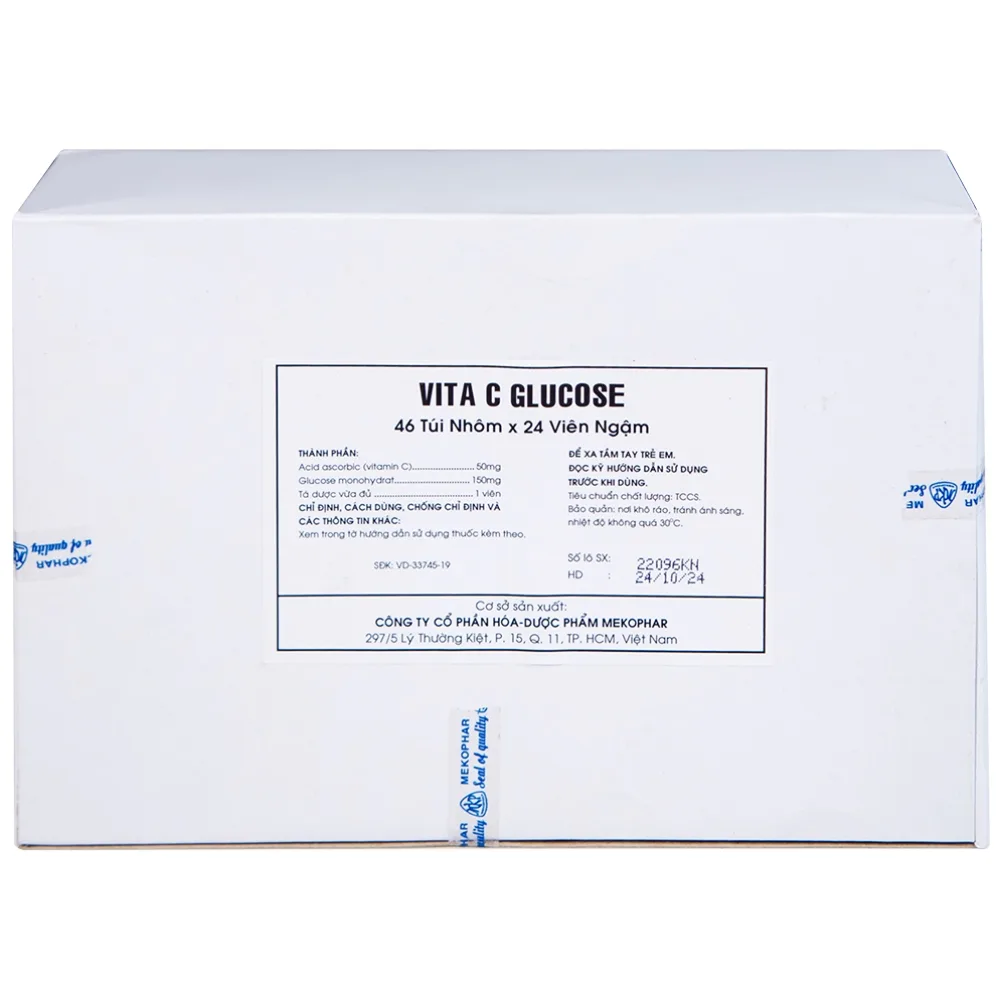 Hình ảnh Viên ngậm Vita C Glucose Mekophar bổ sung Vitamin C (46 túi nhôm x 24 viên)